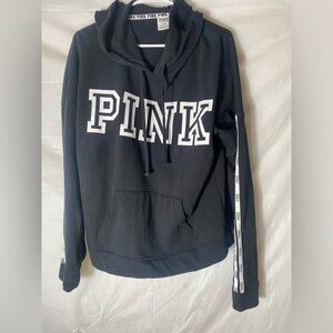 Victoria’s Secret PINK black and white hooded sweatshirt, size medium